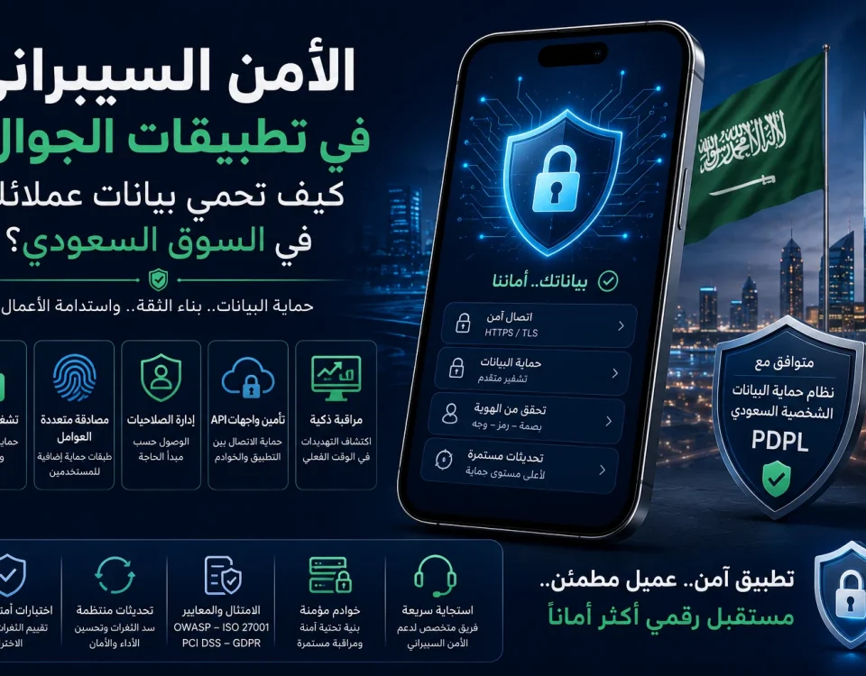الأمن السيبراني في تطبيقات الجوال: كيف تحمي بيانات عملائك في السوق السعودي؟ 9 ChatGPT Image Jun 21 2026 02 23 00 AM الأمن السيبراني في تطبيقات الجوال: كيف تحمي بيانات عملائك في السوق السعودي؟