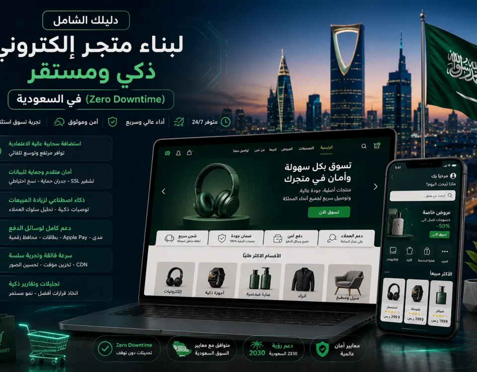 ChatGPT Image Jun 29 2026 02 54 44 AM دليلك الشامل لبناء متجر إلكتروني ذكي ومستقر (Zero Downtime) في السعودية.