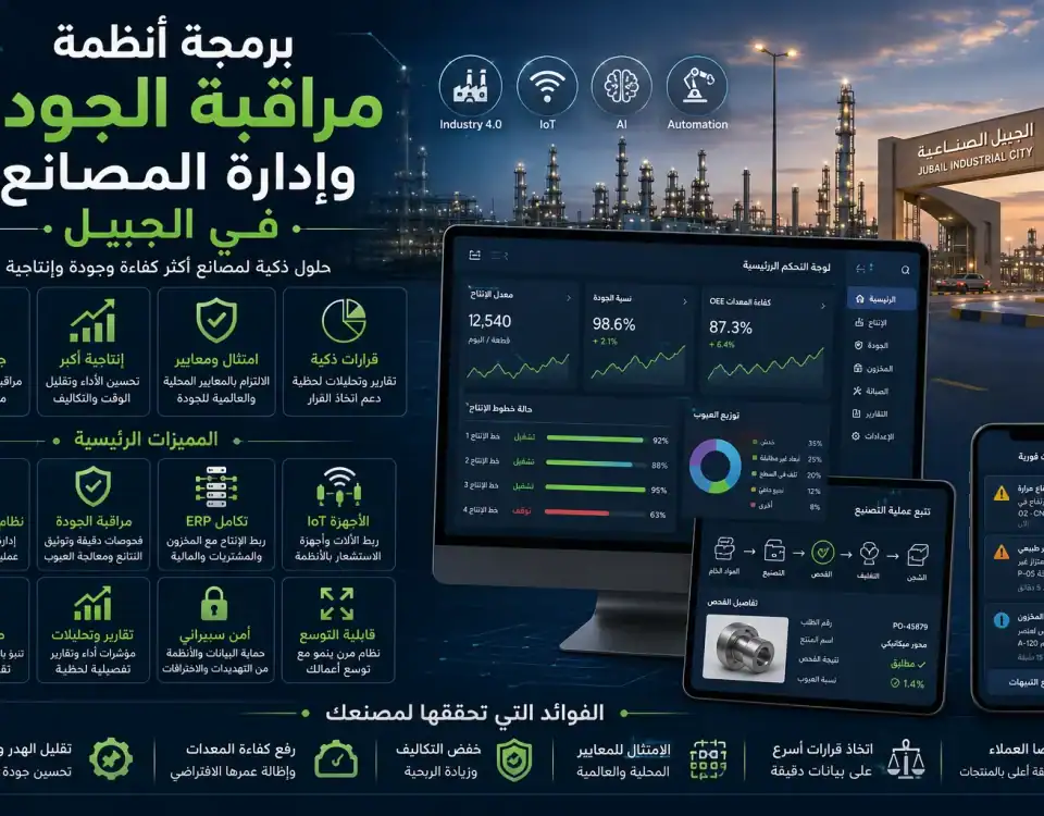 برمجة أنظمة مراقبة الجودة وإدارة المصانع في الجبيل 15 ChatGPT Image Jul 1 2026 02 45 02 AM برمجة أنظمة مراقبة الجودة وإدارة المصانع في الجبيل