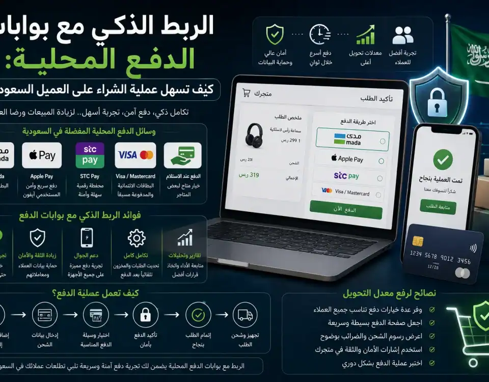 الربط الذكي مع بوابات الدفع المحلية: كيف تسهل عملية الشراء على العميل السعودي؟ 11 ChatGPT Image Jul 1 2026 04 12 46 AM الربط الذكي مع بوابات الدفع المحلية: كيف تسهل عملية الشراء على العميل السعودي؟