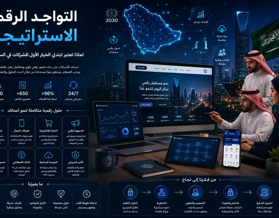 التواجد الرقمي الاستراتيجي: لماذا تعتبر ابتدي الخيار الأول للشركات في السعودية؟ 9 ChatGPT Image Jul 2 2026 05 03 26 AM التواجد الرقمي الاستراتيجي: لماذا تعتبر ابتدي الخيار الأول للشركات في السعودية؟